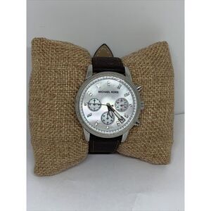 Michael Kors Jet Set MK5020 Women Black Leather Analog Dial Quartz Watch WFH207